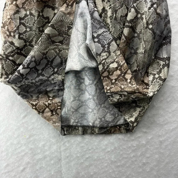 Zara Basic Dress Women's M Brown Black Snake Print Round Neck Elastic Waist Mini - Picture 5 of 8